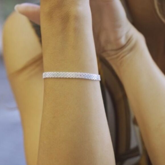 New 925 Solid Sterling Silver Bismark Mesh Chain Bracelet - Picture 7 of 7